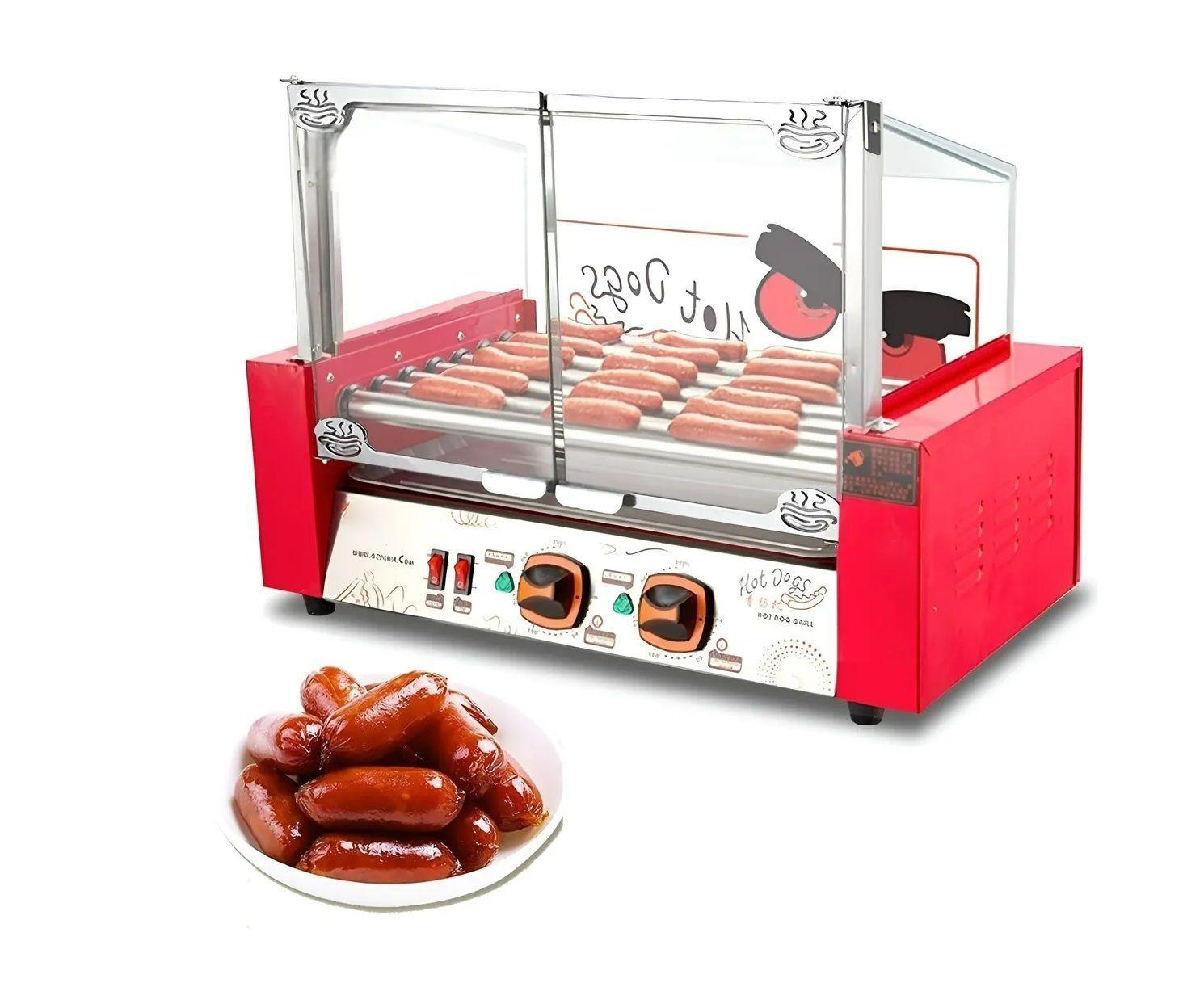 Parrilla Hot Dog Rostizador Vienesas Calentador Pan 7 Roller-0