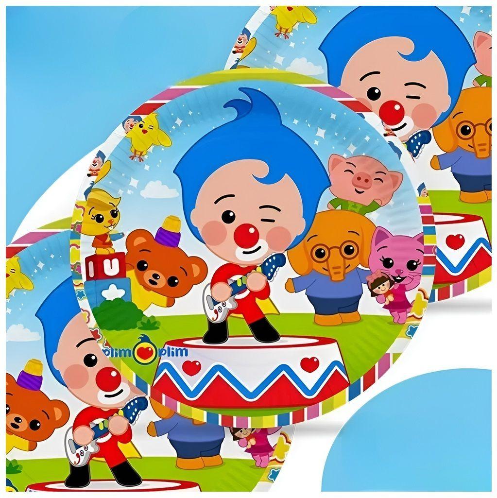 Pack X10 Platos De Cumpleaños Desechables Plim Plim 23cm-2