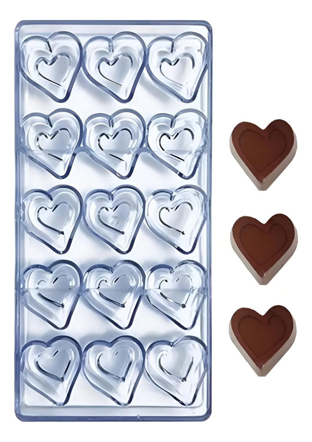 X4 Moldes Para Chocolate Moldes De Policarbonato Corazones 3d Moldes Para Chocolates Corazon Bombone-0
