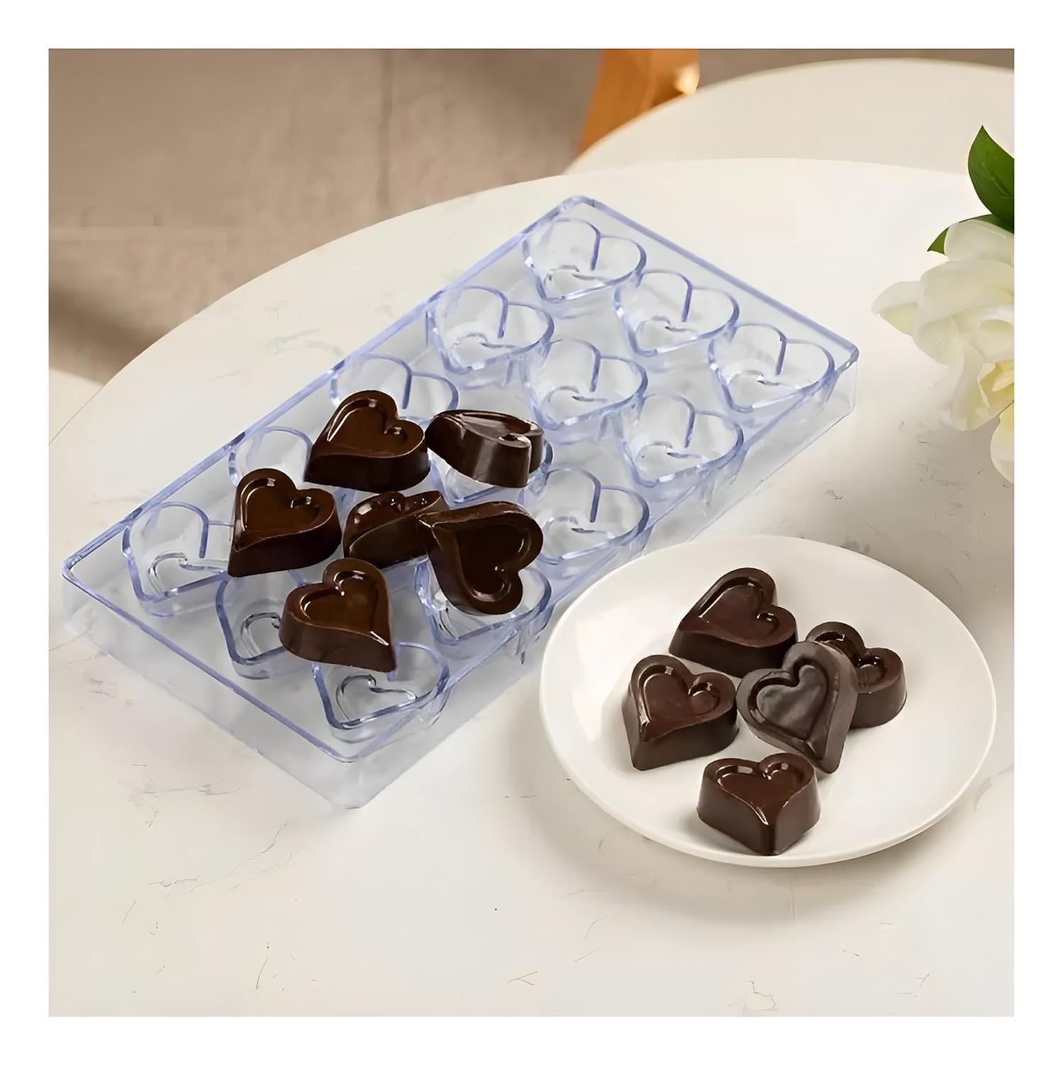 X4 Moldes Para Chocolate Moldes De Policarbonato Corazones 3d Moldes Para Chocolates Corazon Bombone-2