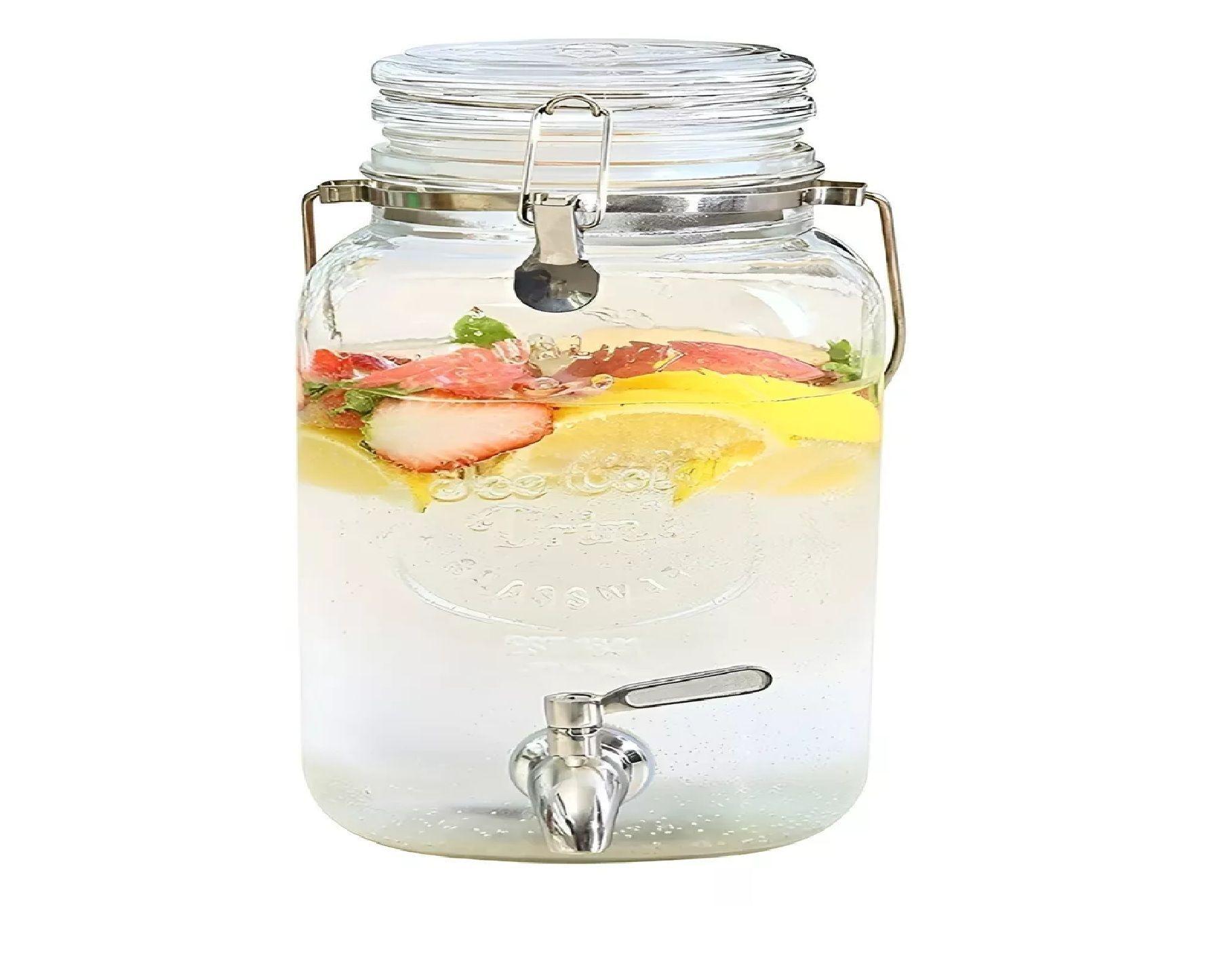 Dispensador De Bebidas Jarro De Vidrio Para Jugos Jarra 3.8 litros-0