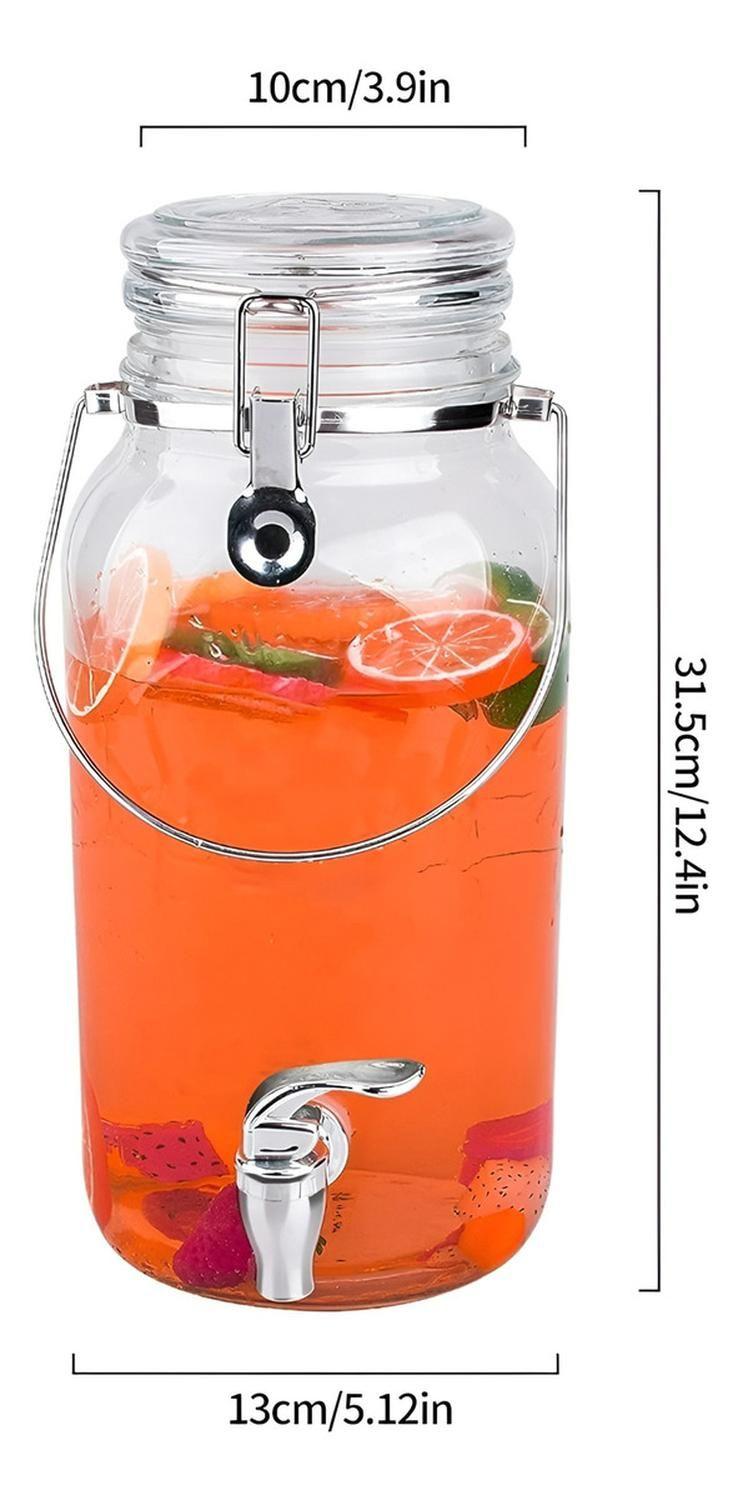 Dispensador De Vidrio Jarro Para Jugos Jarra De Bebidas 3.8L-2