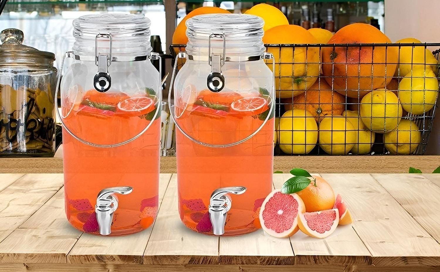 Dispensador De Vidrio Jarro Para Jugos Jarra De Bebidas 3.8L-4