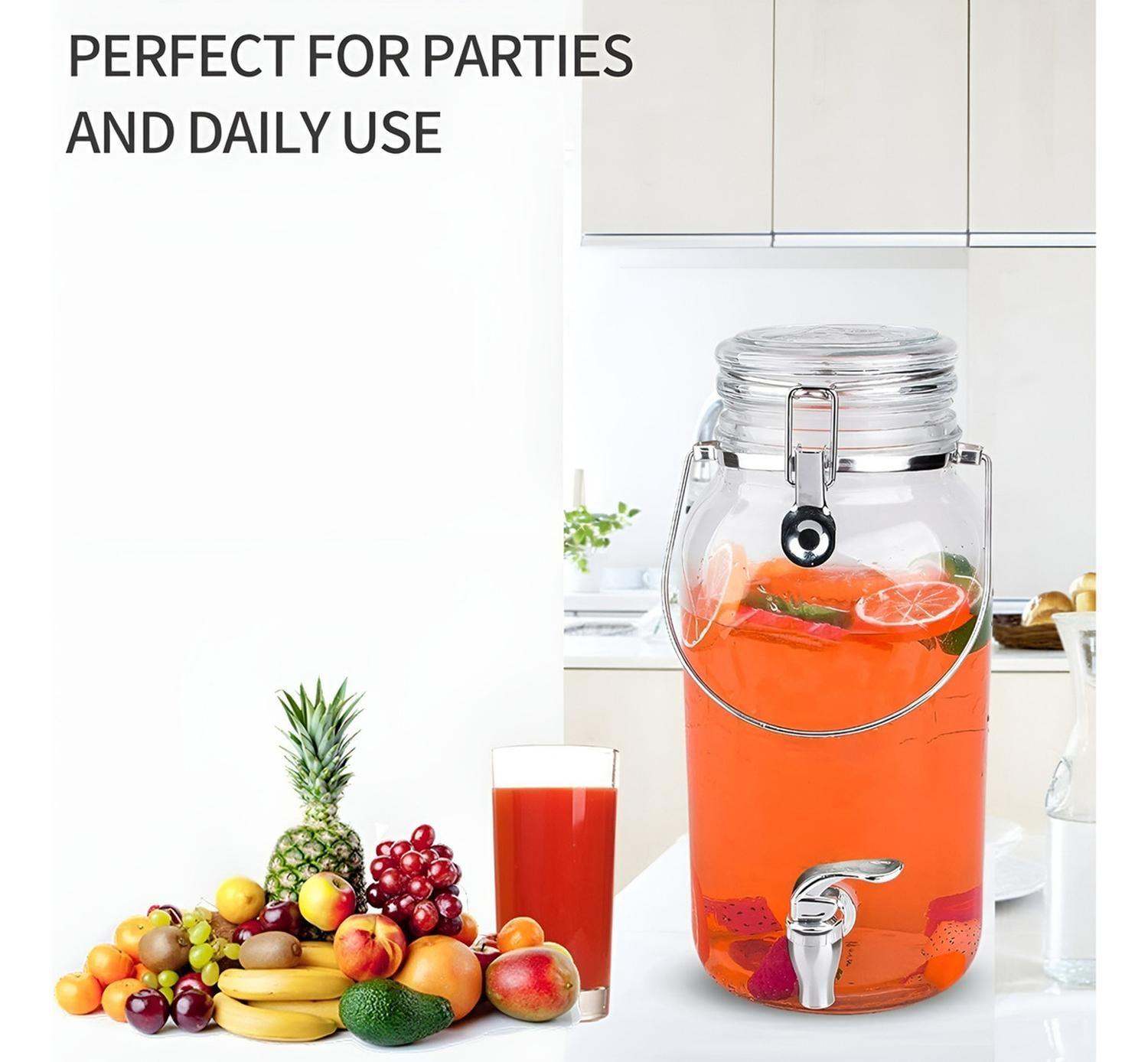 Dispensador De Vidrio Jarro Para Jugos Jarra De Bebidas 3.8L-8