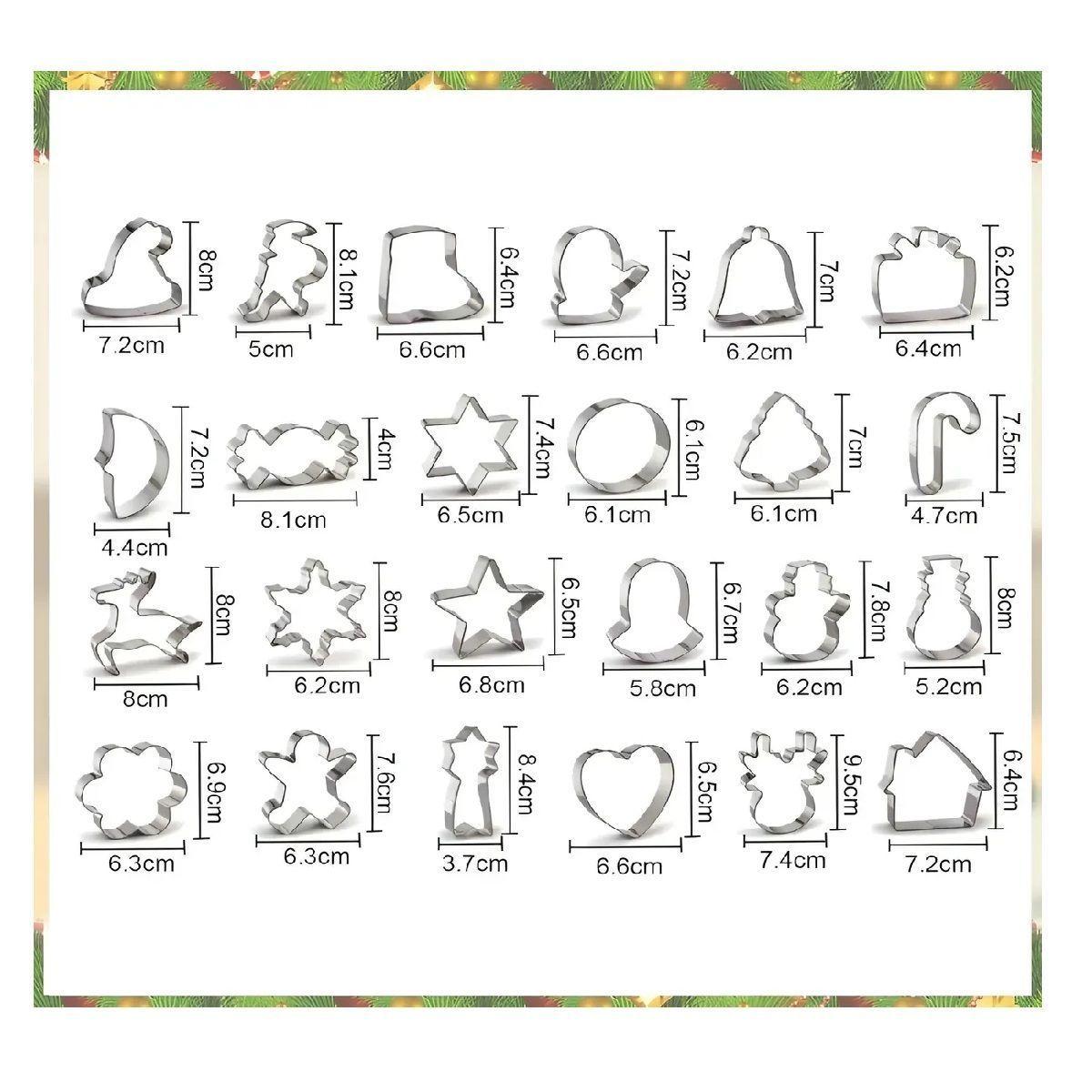 Set X24 Cortadores De Galletas Navidad Moldes Para Galletas Diseños Navideños Decoración 3d Figuras-2