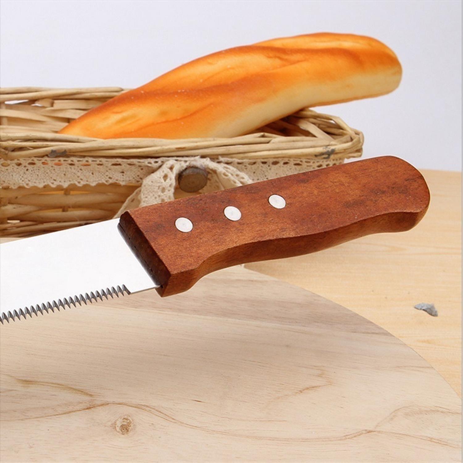 Pack 2 Cuchillos De Sierra Cuchillo De Torta Cuchillo De Pan Gris Y Marron-5