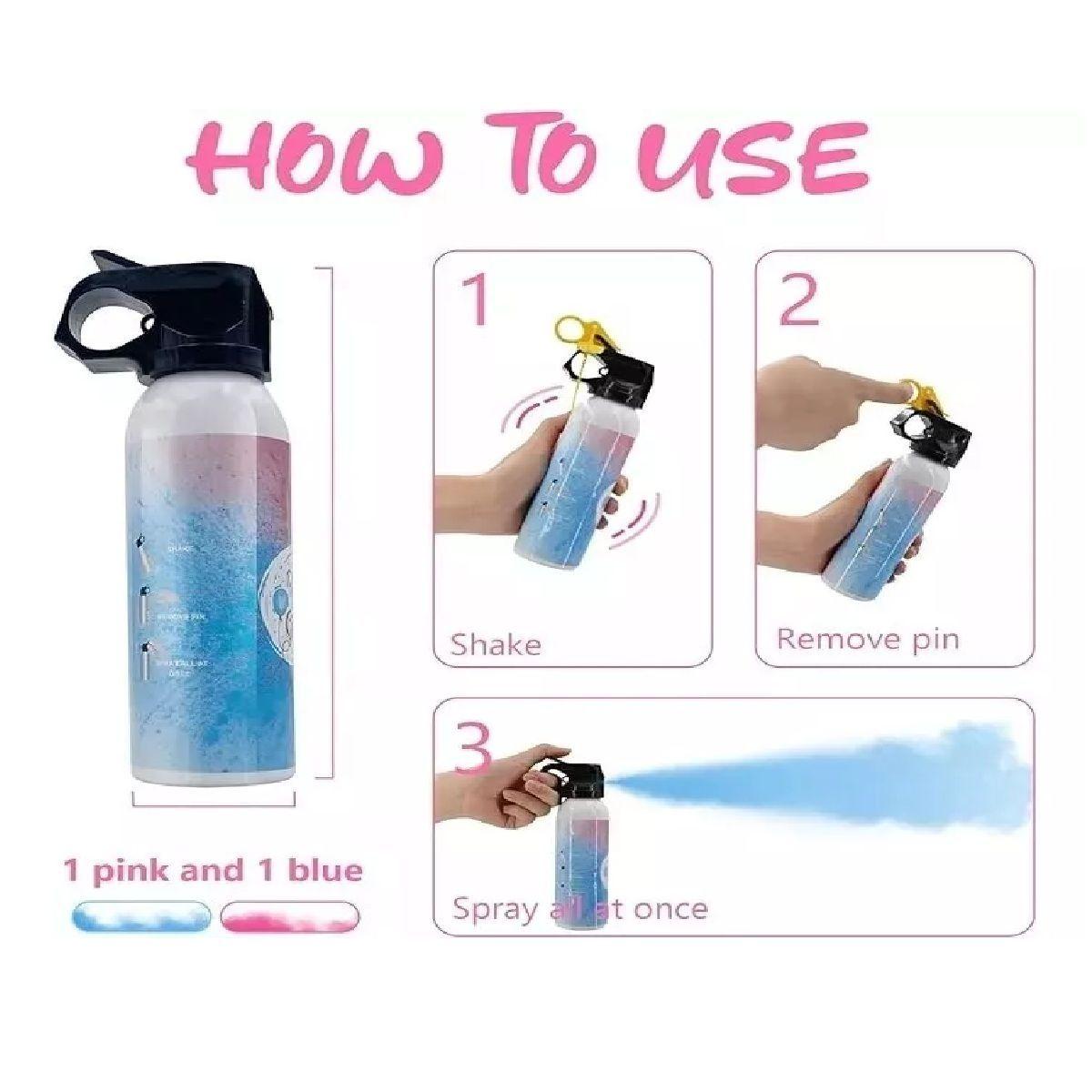 Set 4 Extintor Humo Revelacion De Genero Spray Color Cañon-2