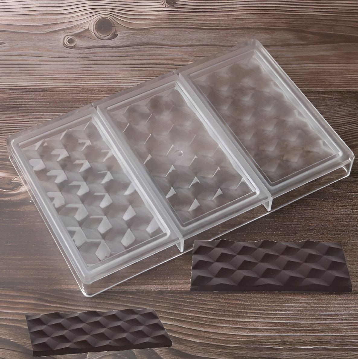 Molde De Chocolate Molde Policarbonato Barra Diamante 3D-6