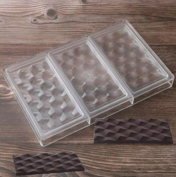Molde De Chocolate Molde Policarbonato Barra Diamante 3D-5
