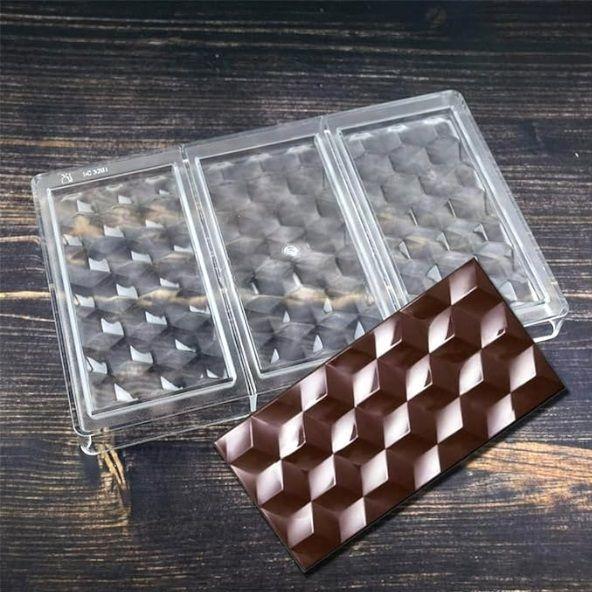 Molde De Chocolate Molde Policarbonato Barra Diamante 3D-7