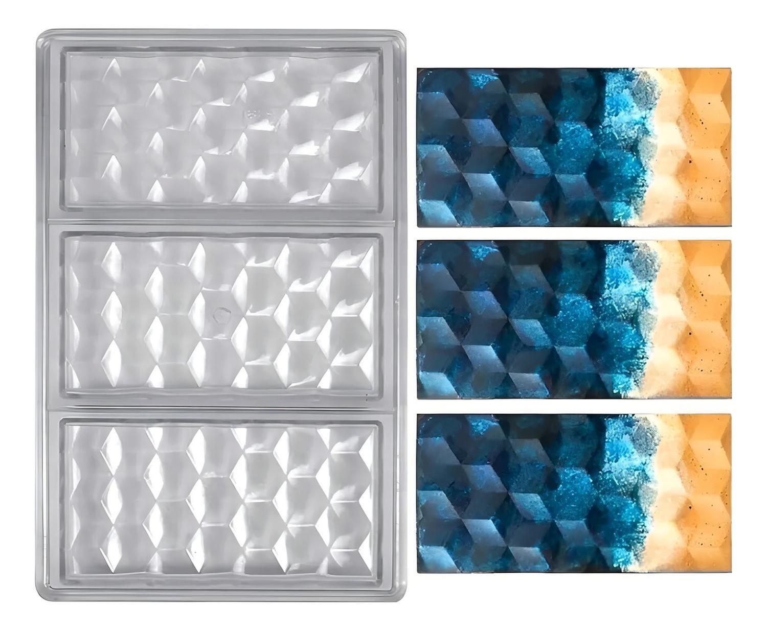 Molde Policarbonato Moldes Chocolate Barra Diamante 3D-0