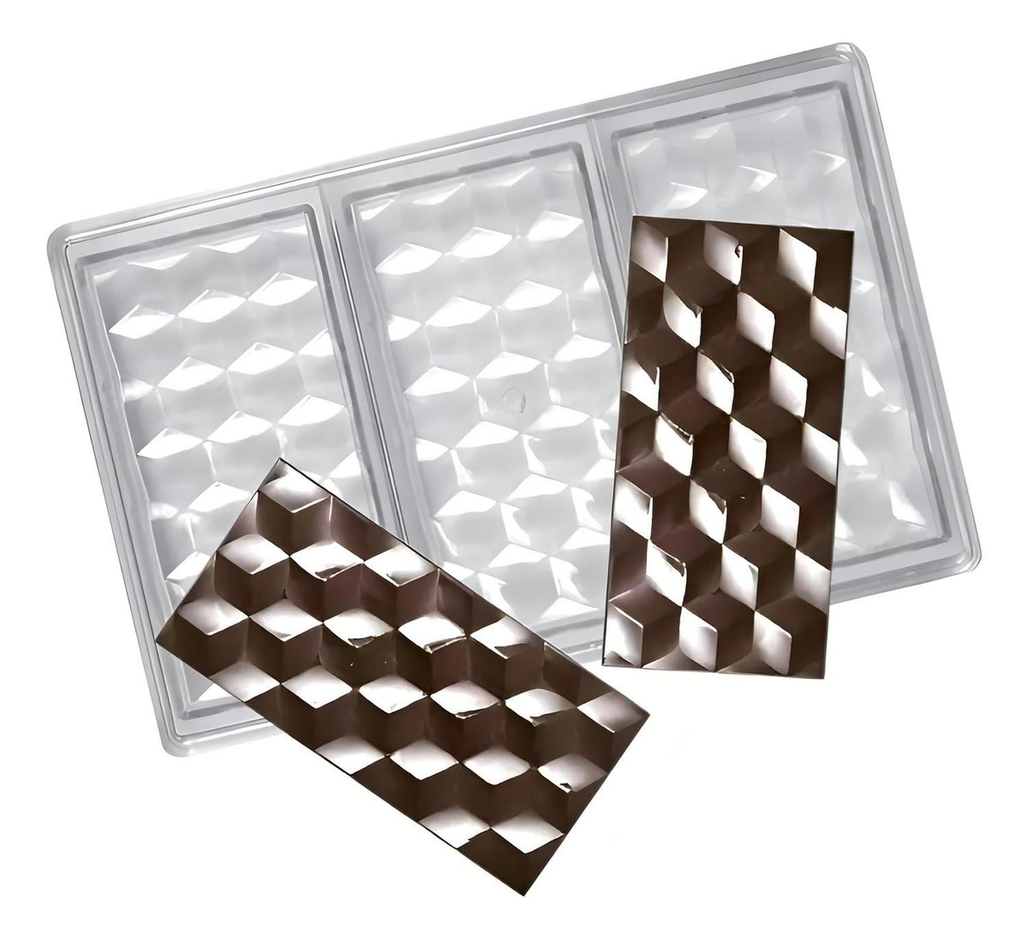 Molde Policarbonato Moldes Chocolate Barra Diamante 3D-2