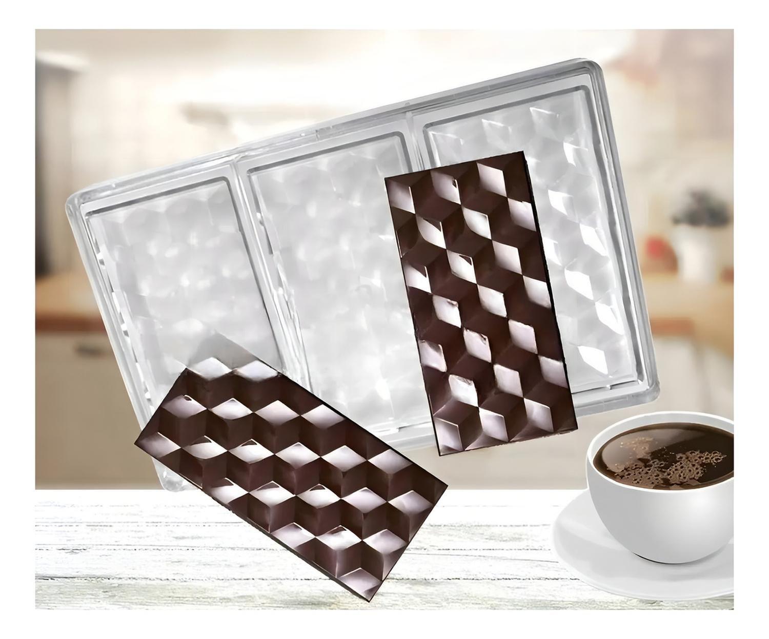 Molde Policarbonato Moldes Chocolate Barra Diamante 3D-3