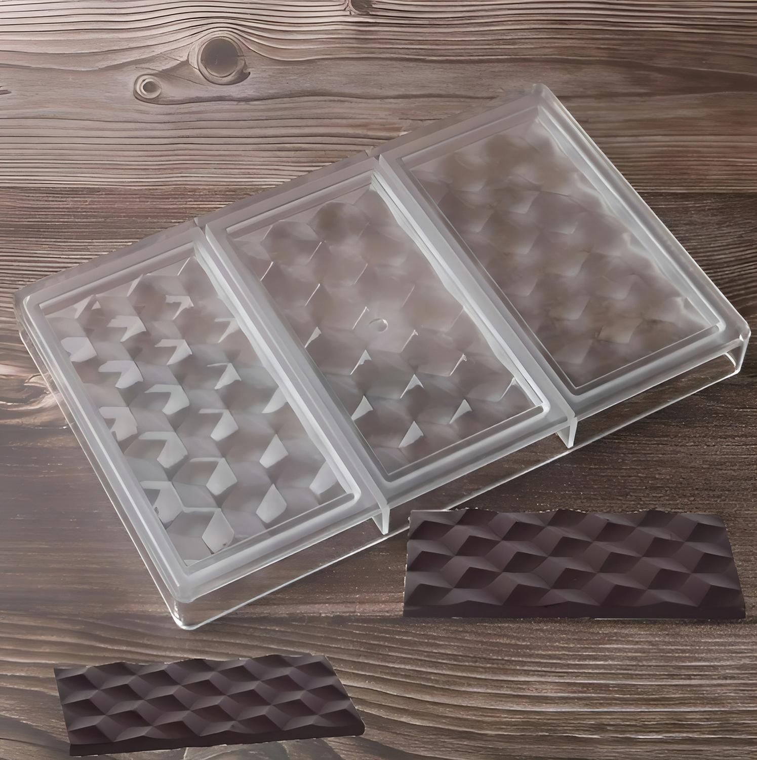 Molde Policarbonato Moldes Chocolate Barra Diamante 3D-4