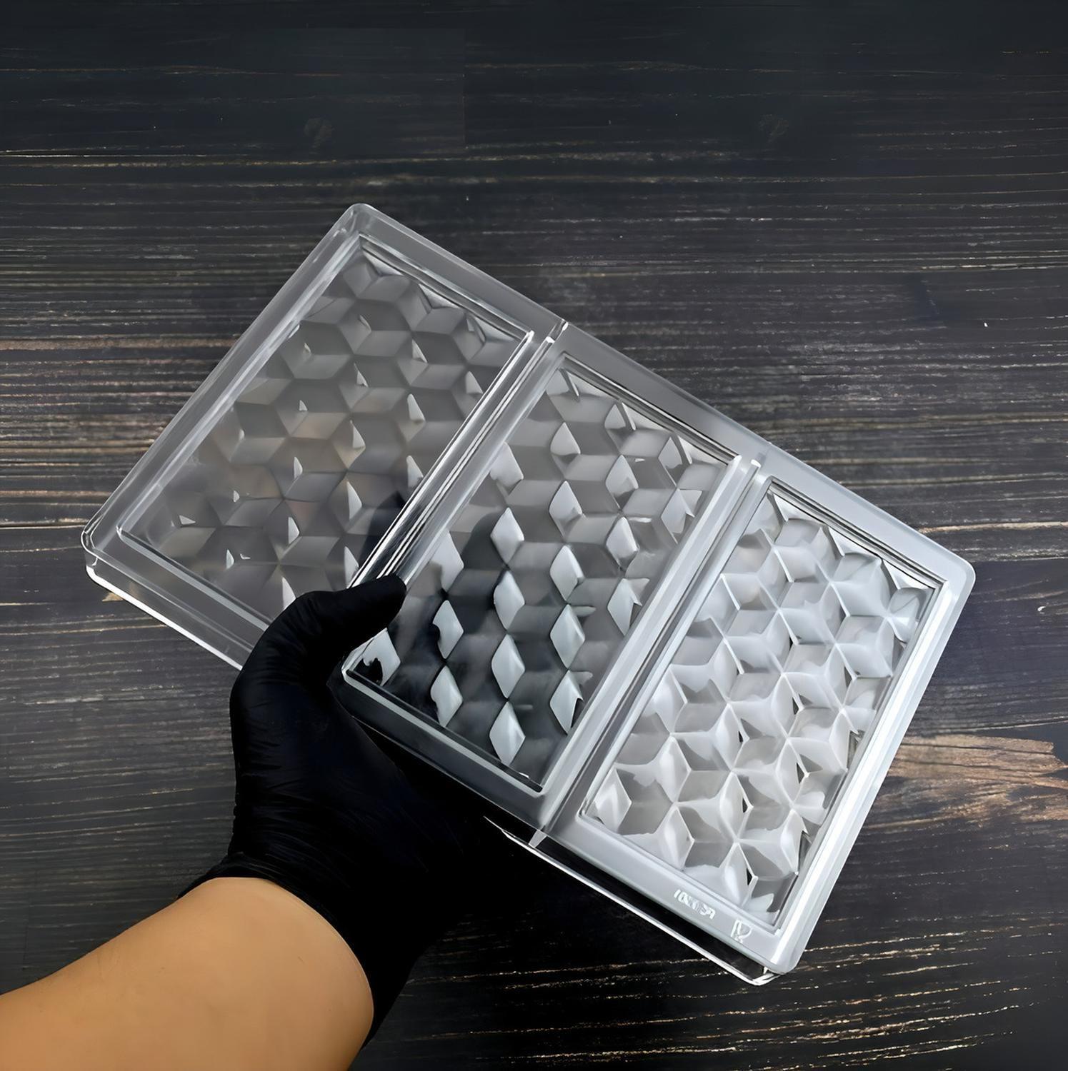 Molde Policarbonato Moldes Chocolate Barra Diamante 3D-6