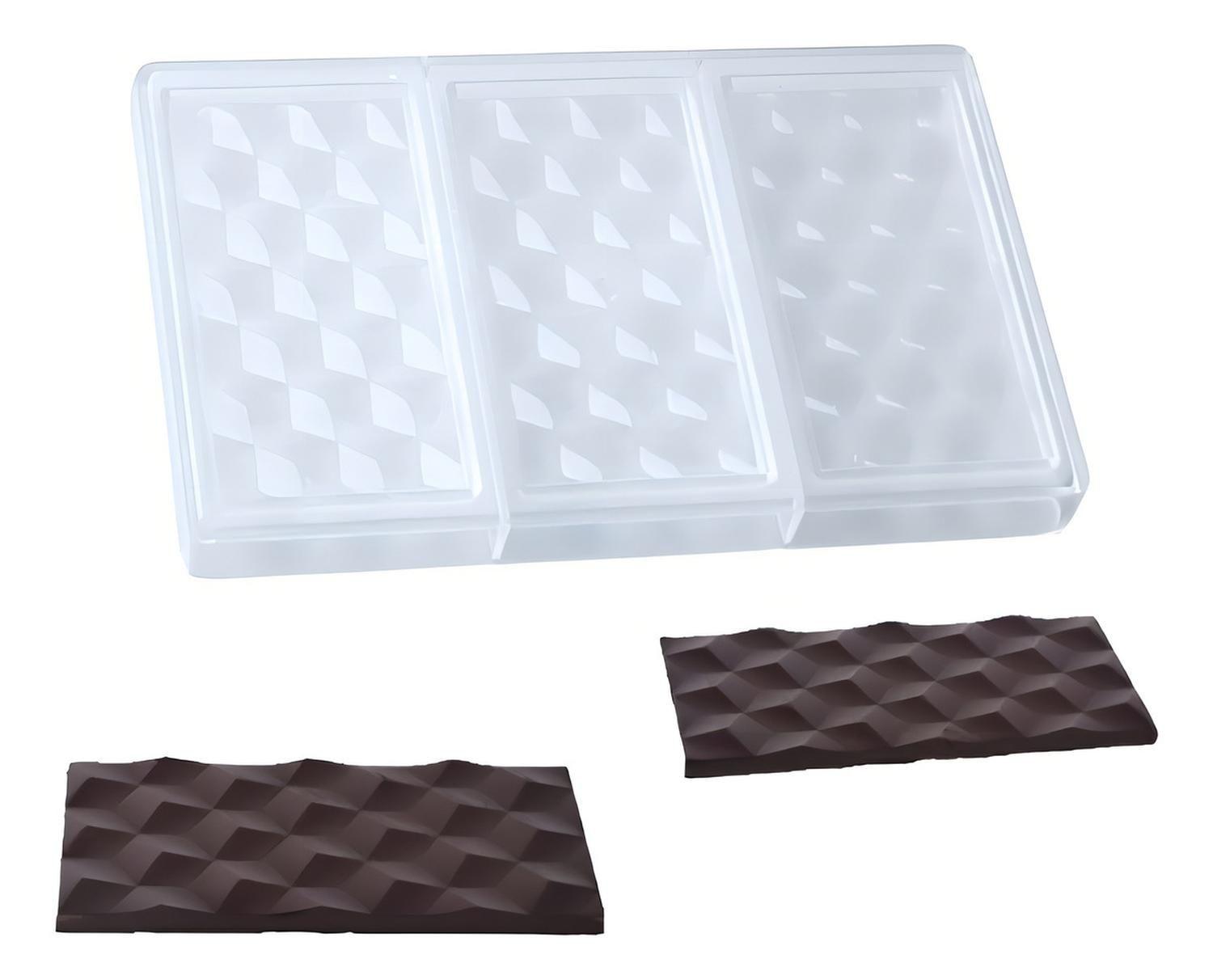 Molde Policarbonato Moldes Chocolate Barra Diamante 3D-7