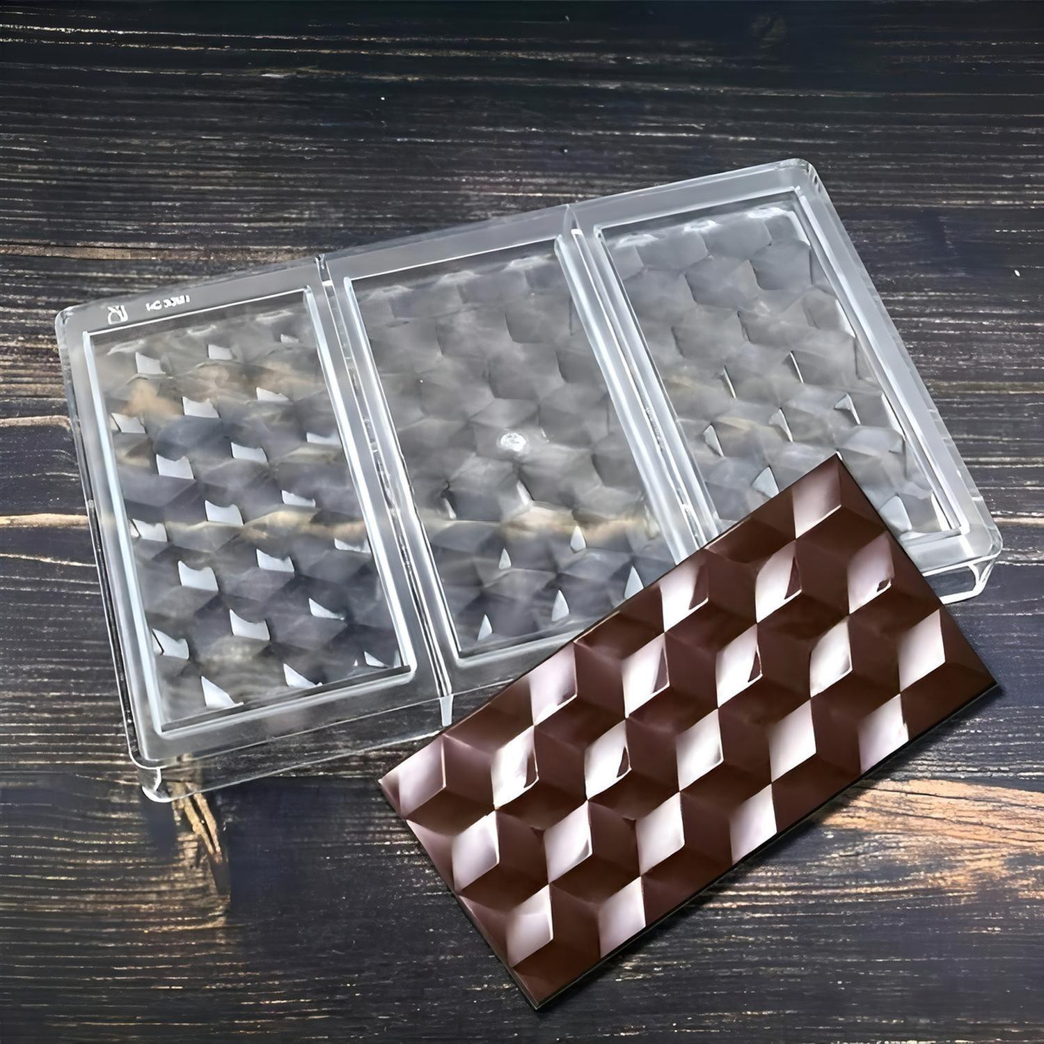 Molde Policarbonato Moldes Chocolate Barra Diamante 3D-9