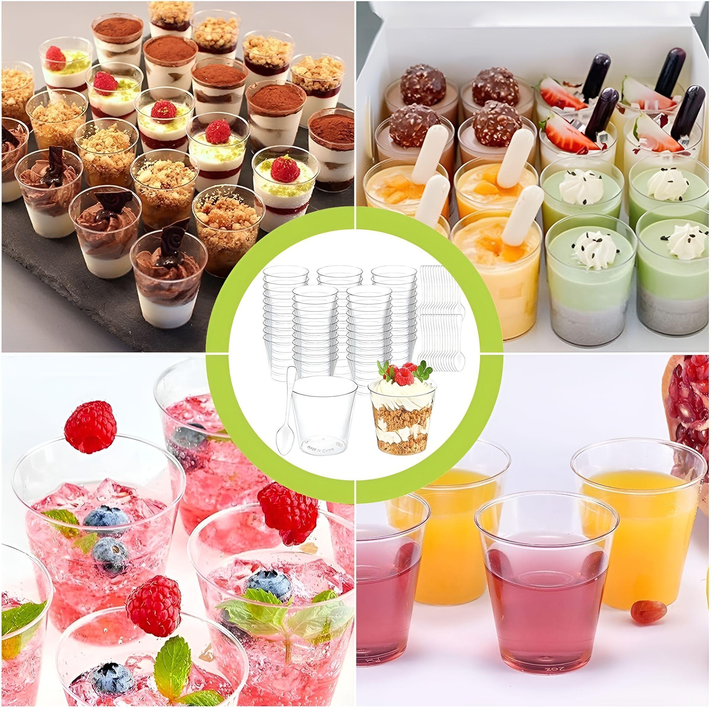 Set X100 Vasos Postres + 100 Cucharas Postres Desechables-4