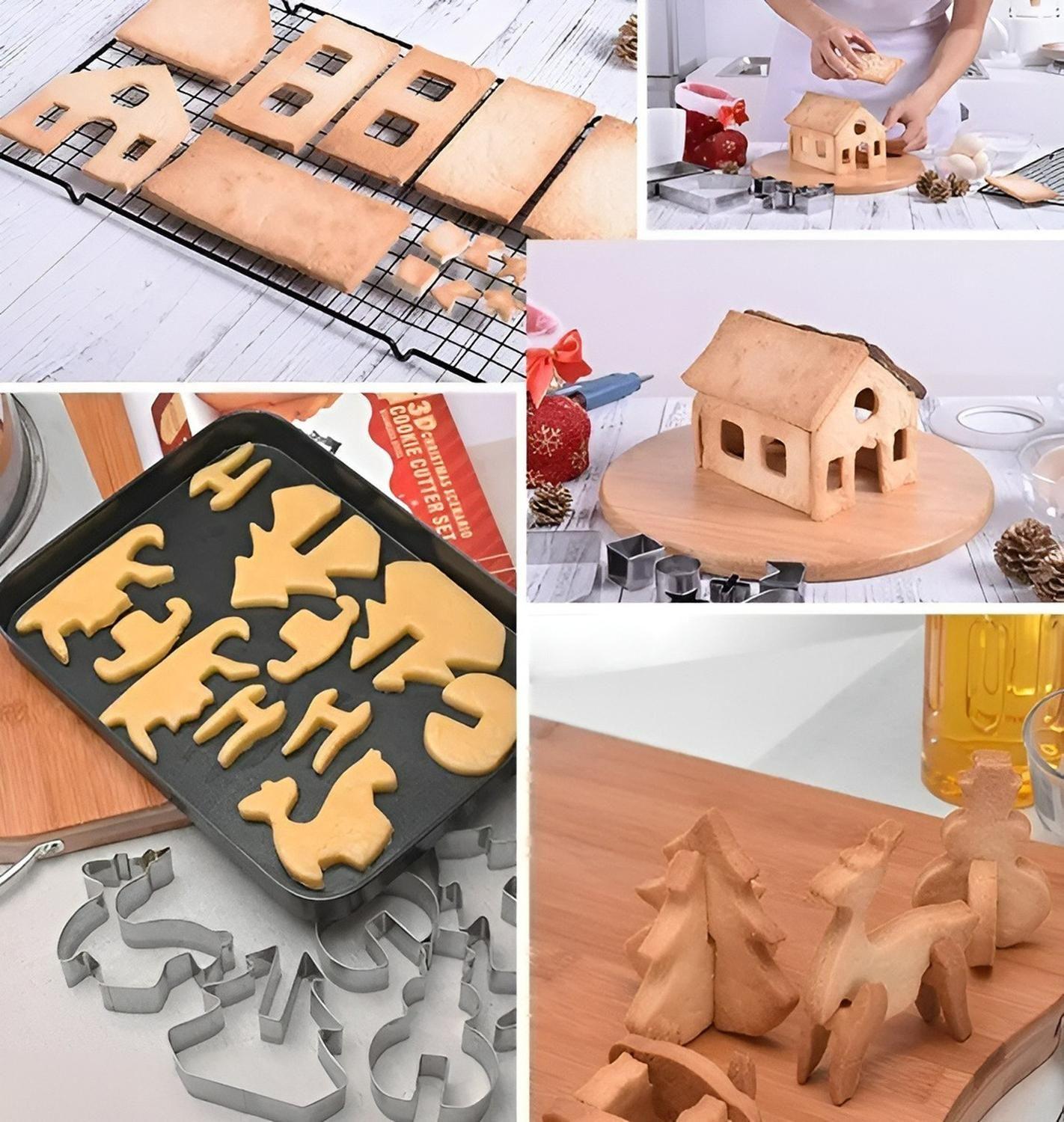 Molde Casa Galleta Navidad Cortadores De Galletas Navidad 3d-4