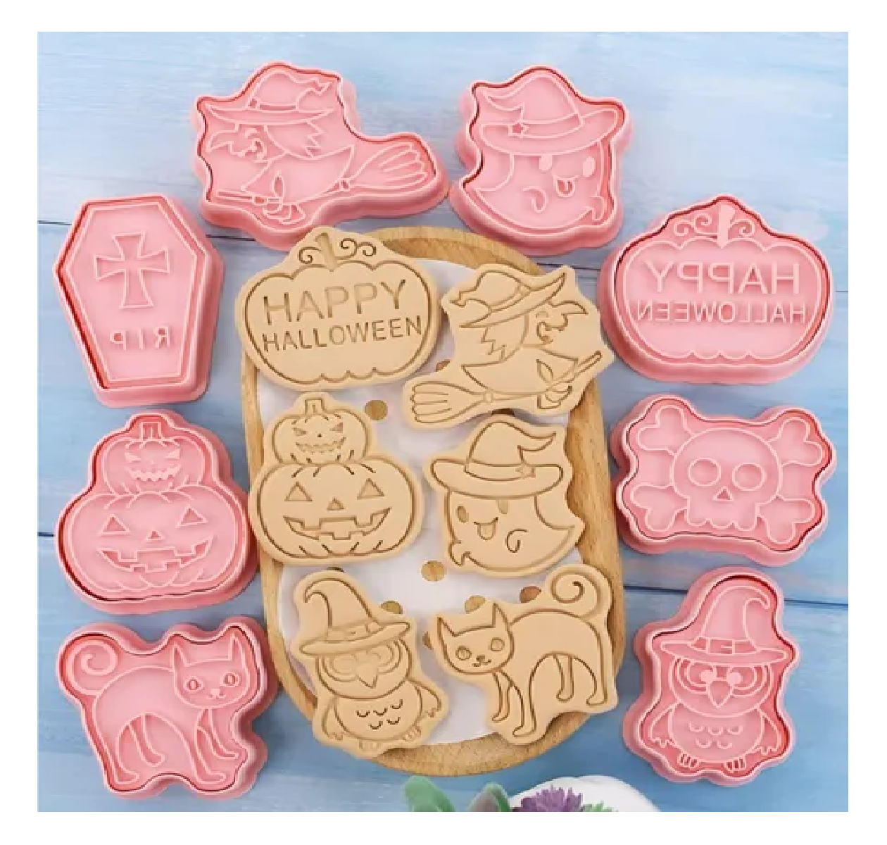 Pack X8 Molde Galleta Cortadores De Galletas De Halloween cortador-7