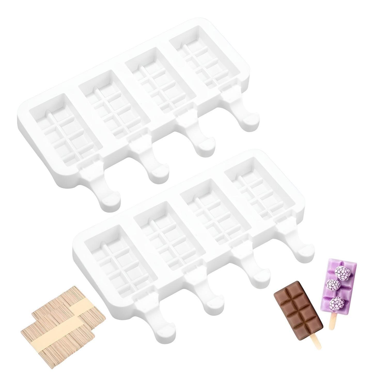 Pack X2 Molde De Silicona Para Helados Molde De Helado 051 Color Blanco Moldes De Silicona Reposteri-0