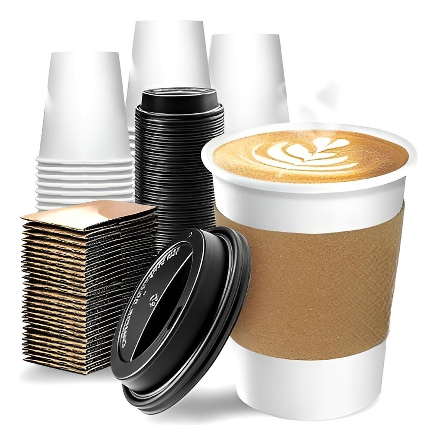 Vasos Para Cafe Vasos Polipapel C/tapa+manga 10oz/ 296ml-0