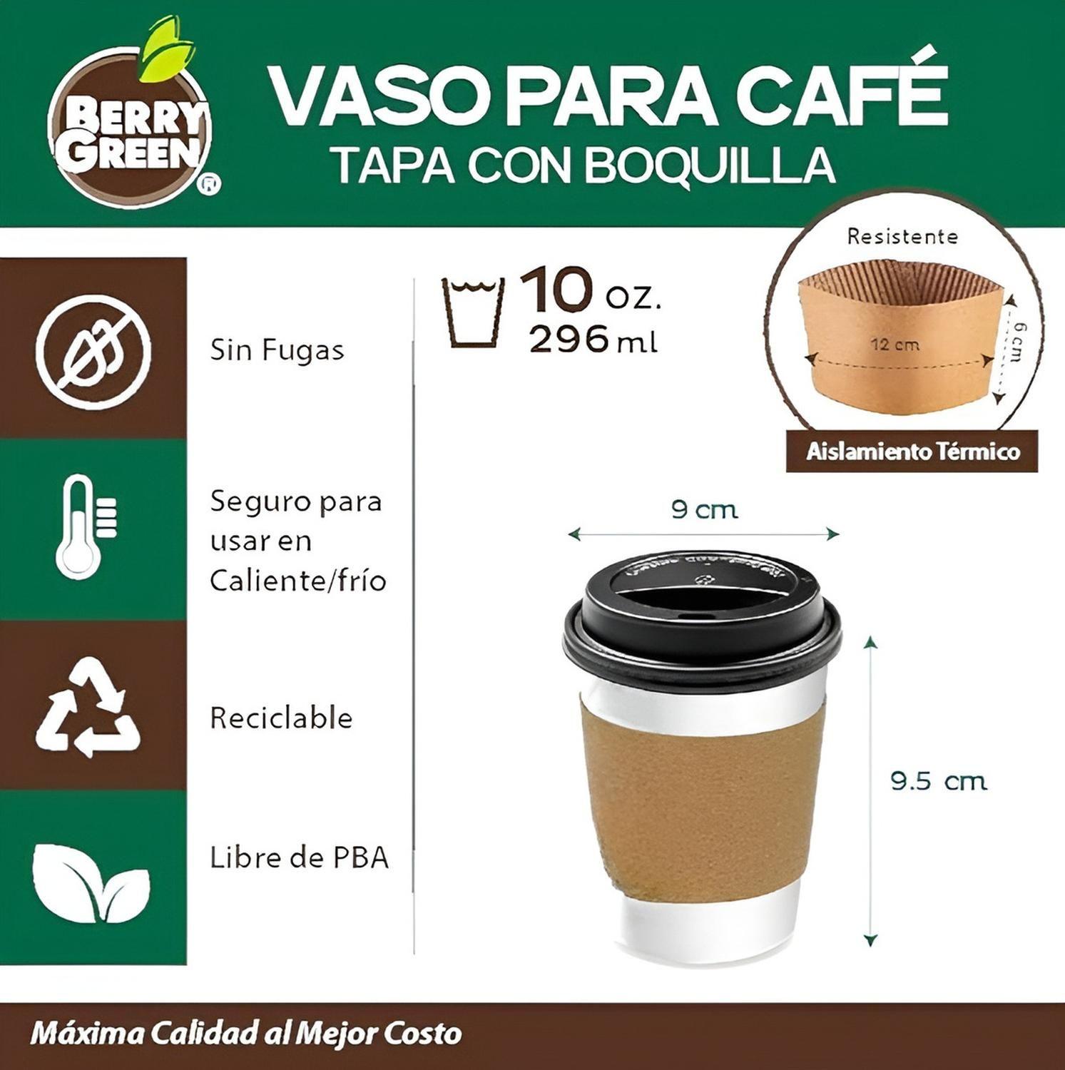 Vasos Para Cafe Vasos Polipapel C/tapa+manga 10oz/ 296ml-2