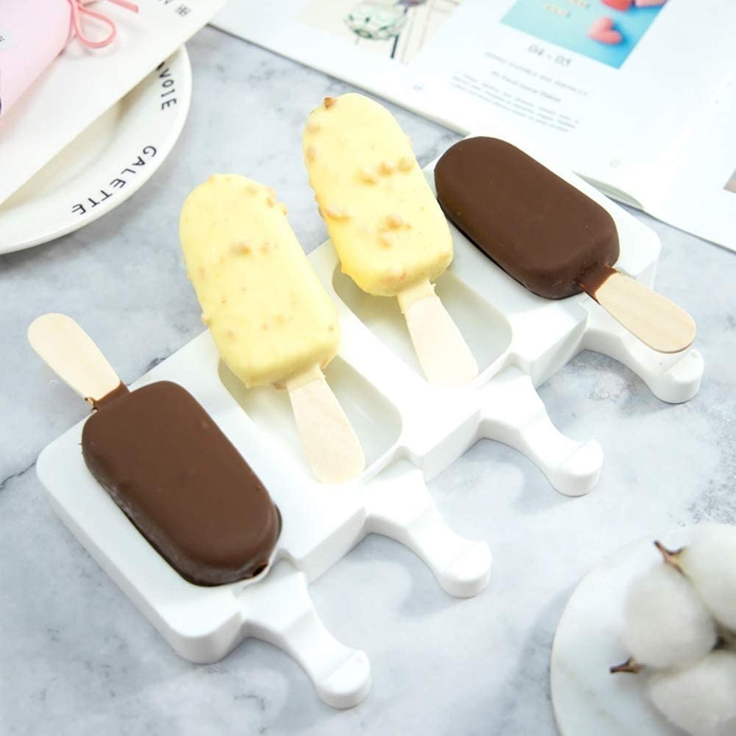 Moldes De Silicona Para Helados Molde Paletas Helado Mini418 Blanco-1