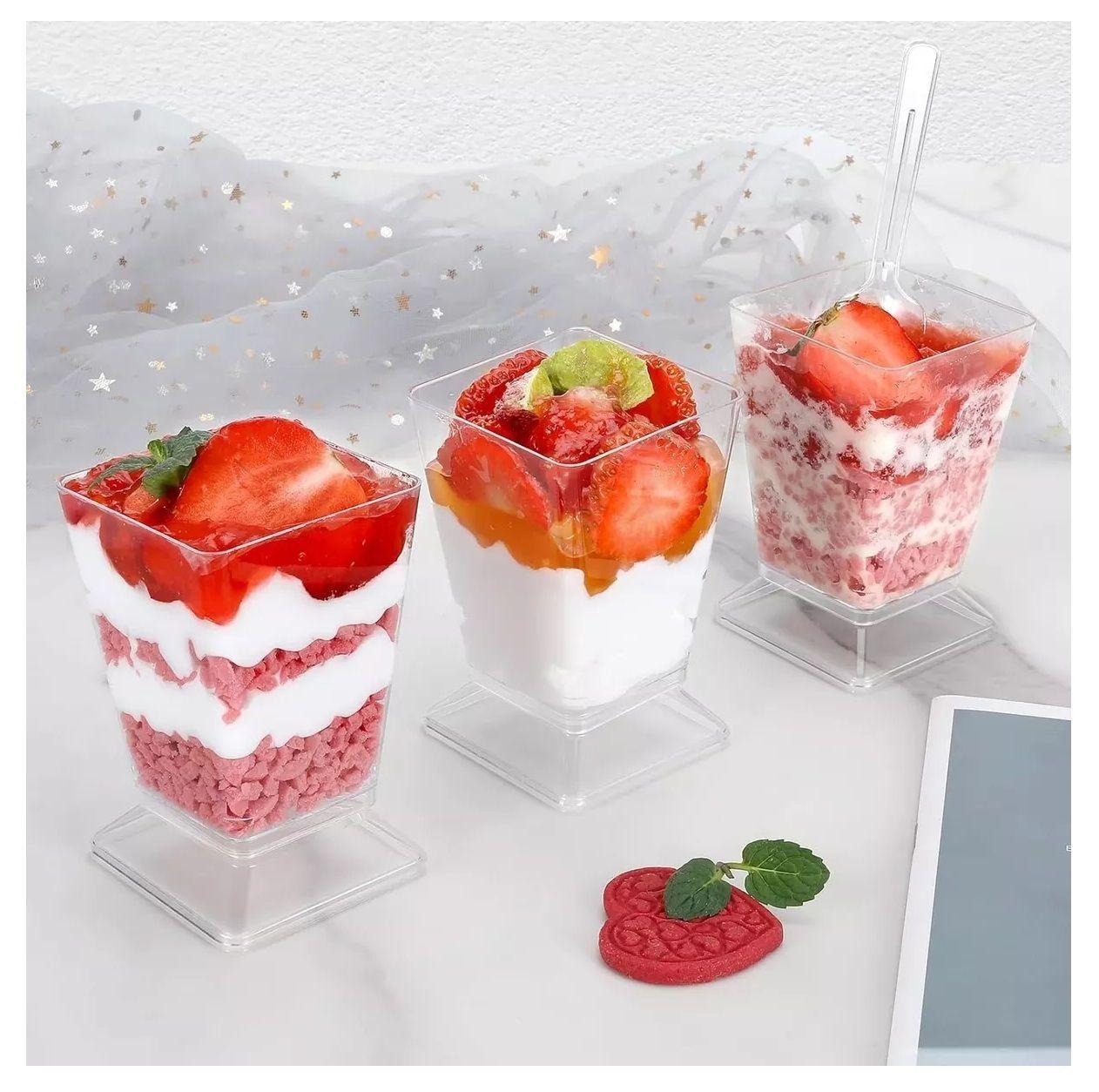 40 Vasos Para Postres Set De Vasos Shot Postres C/tapa 220ml-2