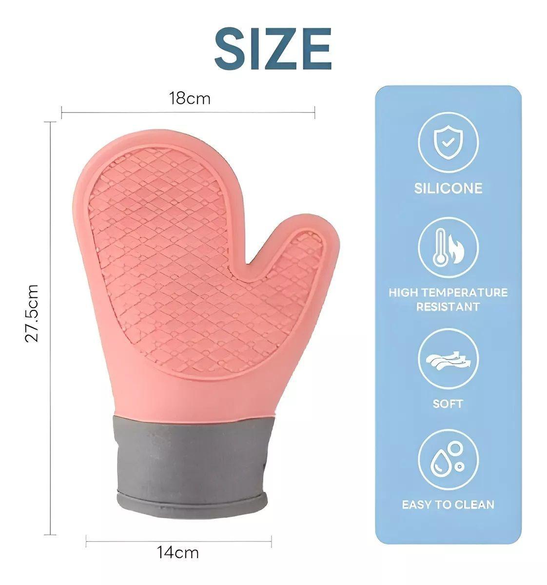 Guante Silicona Para Horno Toma Olla Guantes Cocina 27 Cm Rosa-5