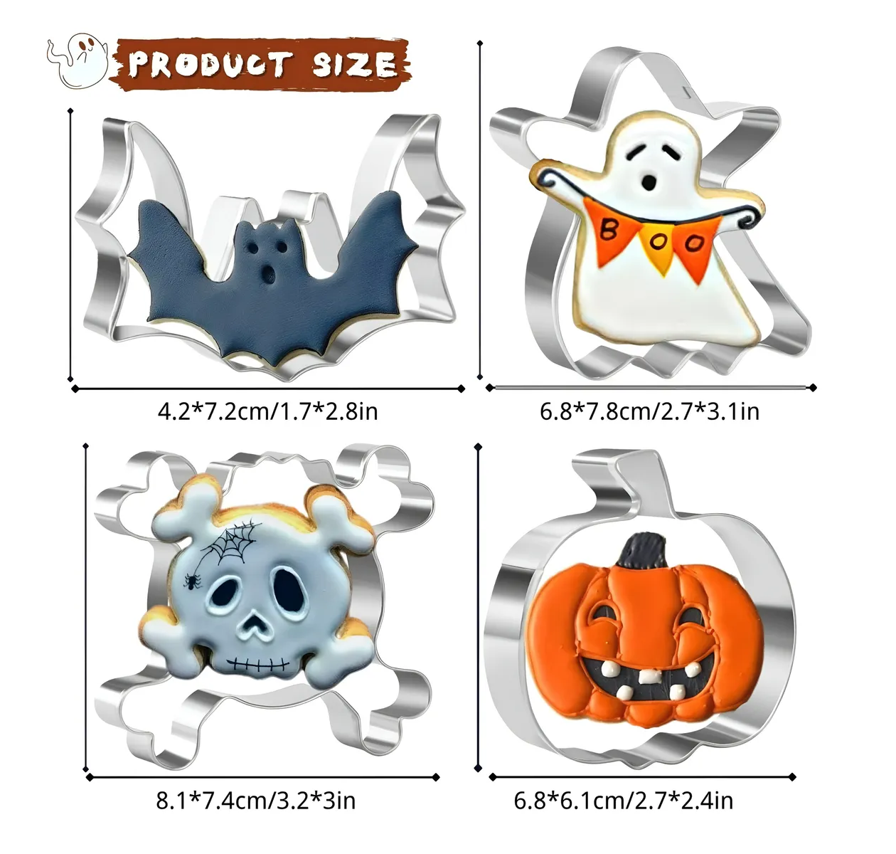 Pack X4 Moldes Galletas Halloween Cortador De Galletas-1