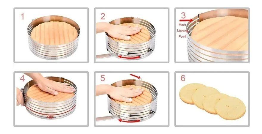 Cortador De Bizcocho Cortador De Torta Molde Para Cortar Bizcocho 30 cm + 1 Cuchillo Sierra 47cm-5