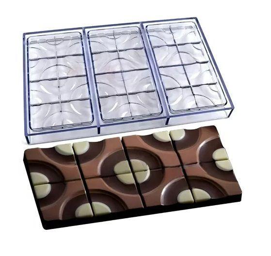 Molde De Chocolate Policarbonato Molde Barra Circulos 3 Cav-0