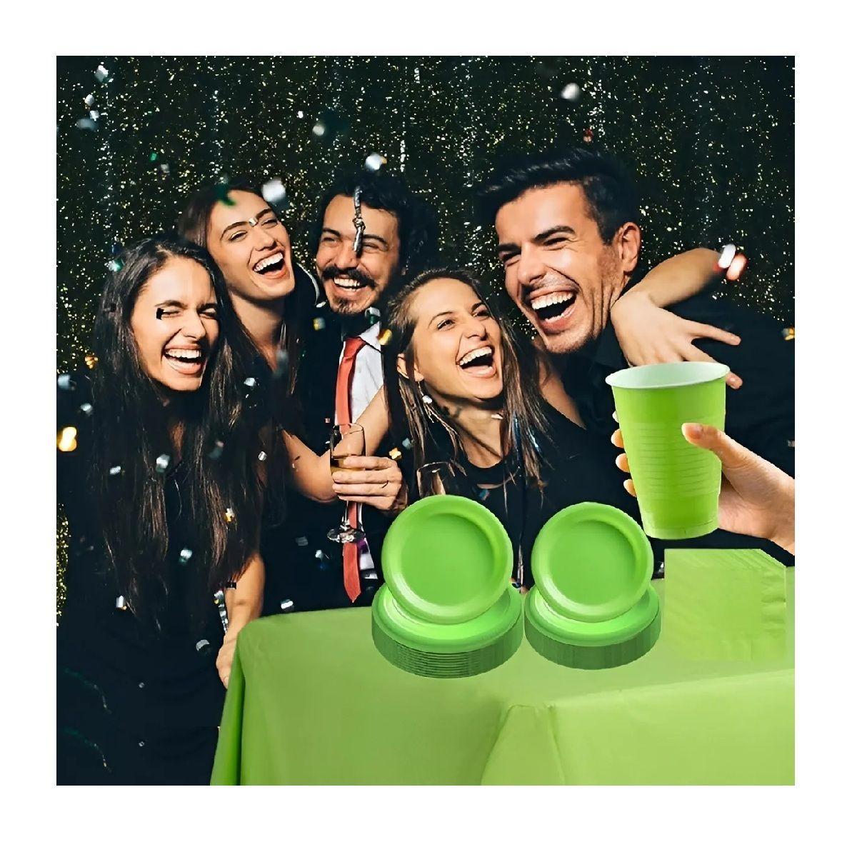 Set Cumpleaños Vaso Servilleta Plato Desechable 20 P/p Verde-6