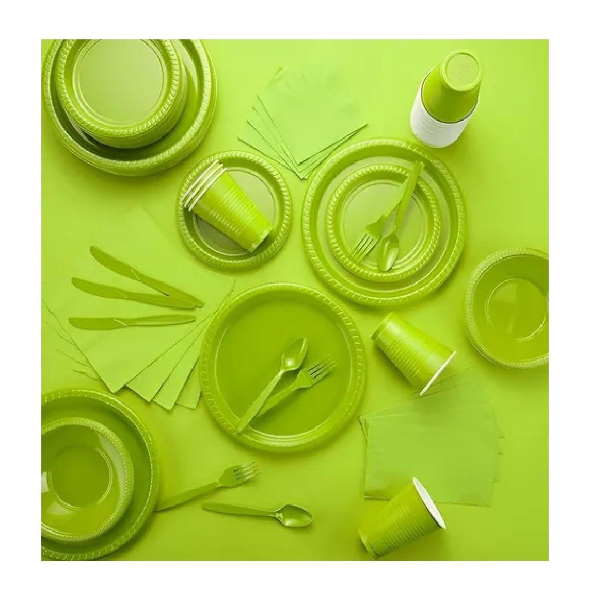 Set Cumpleaños Vaso Servilleta Plato Desechable 20 P/p Verde-7