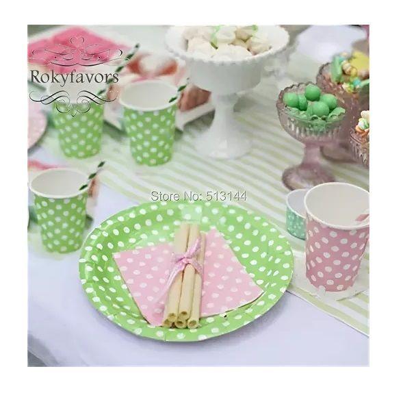 10 Platos Cumpleaños Platos De Cumpleaños Desechables 23cm verde-6