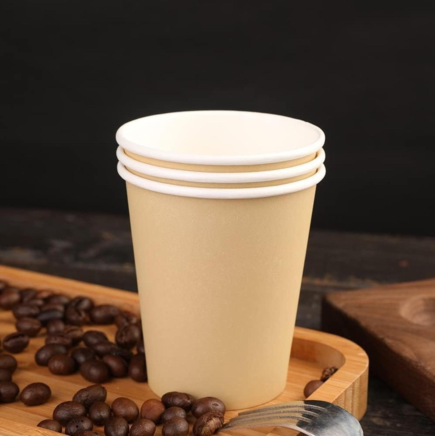 100 Vasos Kraft Vaso Para Cafe Vaso Kraft Papel C/tapa 12oz Vaso Desechable Cafe Vasos Termicos Dese-5