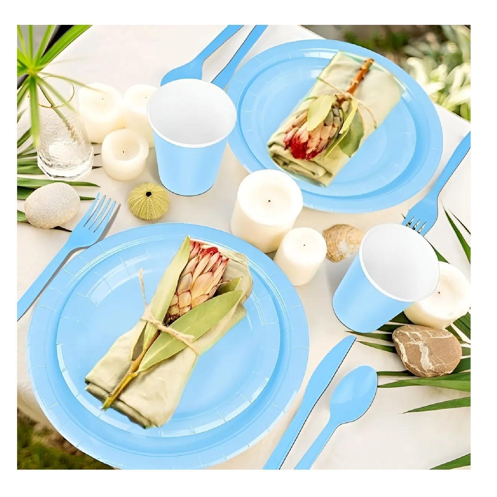 Set Cumpleaños Vasos Servilletas Platos Desechables 20 P/p celeste -3