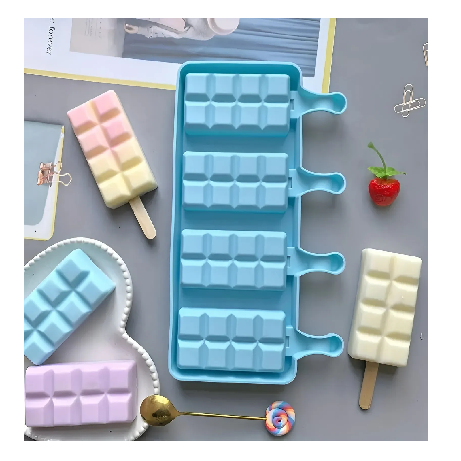 Pack X2 Molde De Silicona Para Helados Molde De Helado 051 MULTICOLOR -2