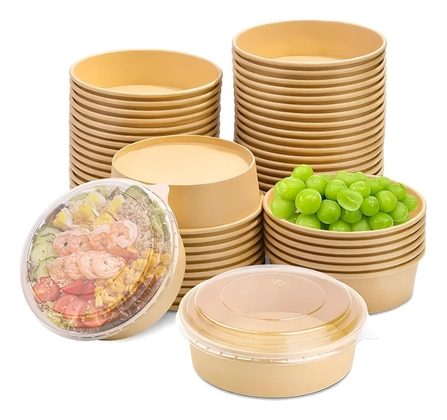 Bowl Con Tapa Bowls Plastico Envases Bowl Kraft 1300 Cc-0