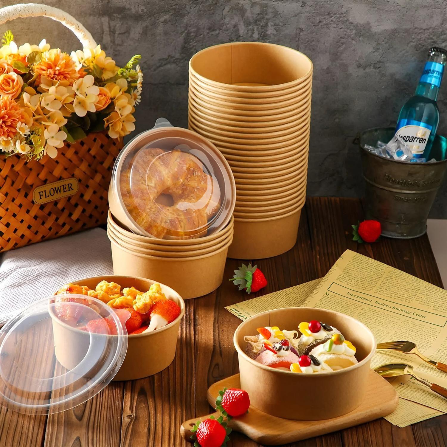 Bowl Con Tapa Bowls Plastico Envases Bowl Kraft 1300 Cc-1