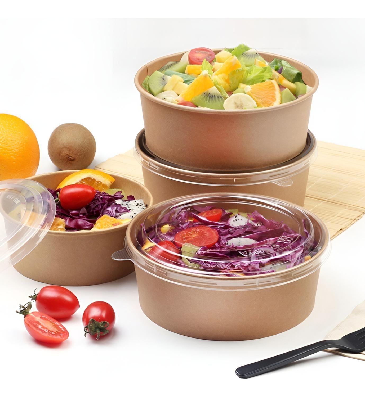 Bowl Con Tapa Bowls Plastico Envases Bowl Kraft 1300 Cc-4
