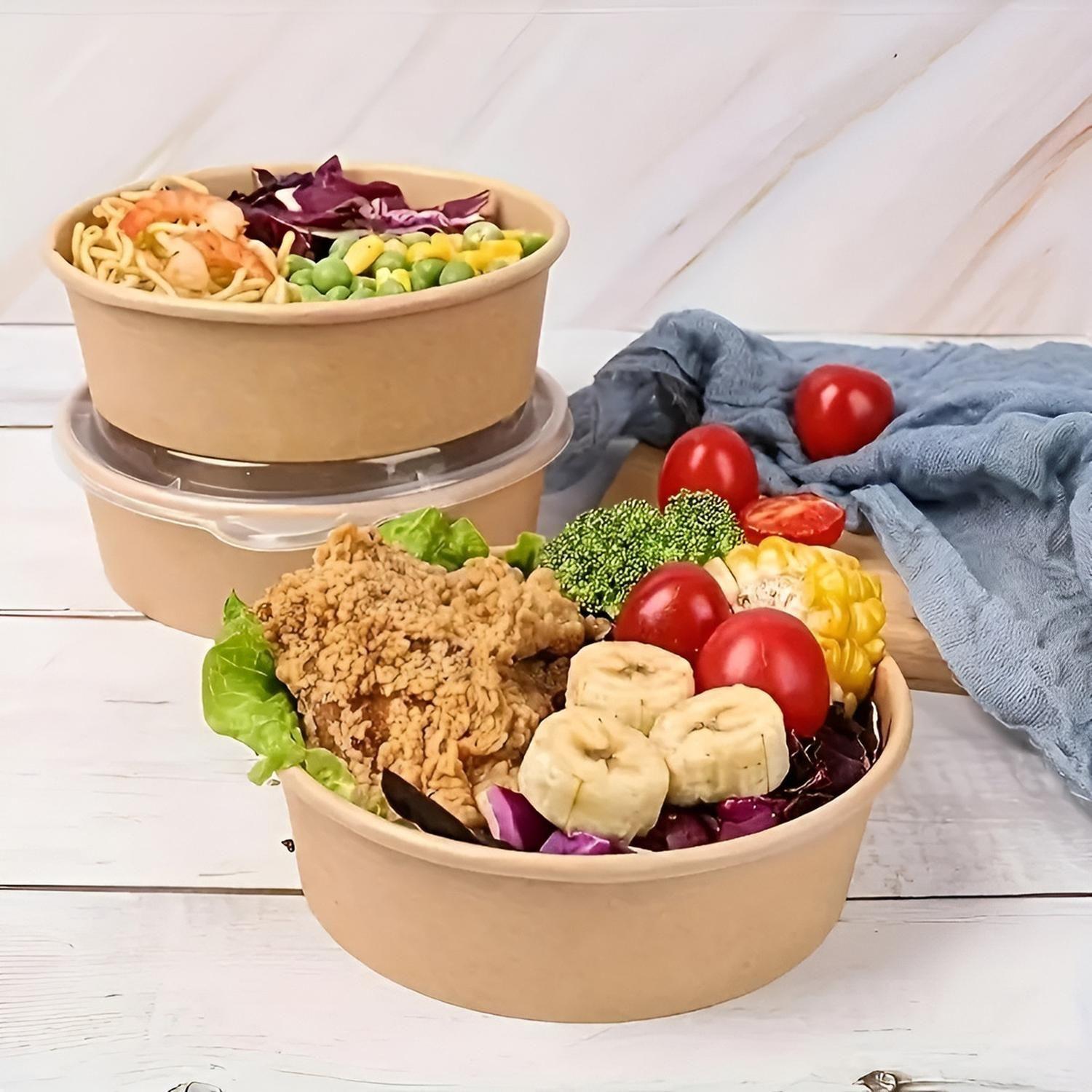 Bowl Con Tapa Bowls Plastico Envases Bowl Kraft 1300 Cc-8