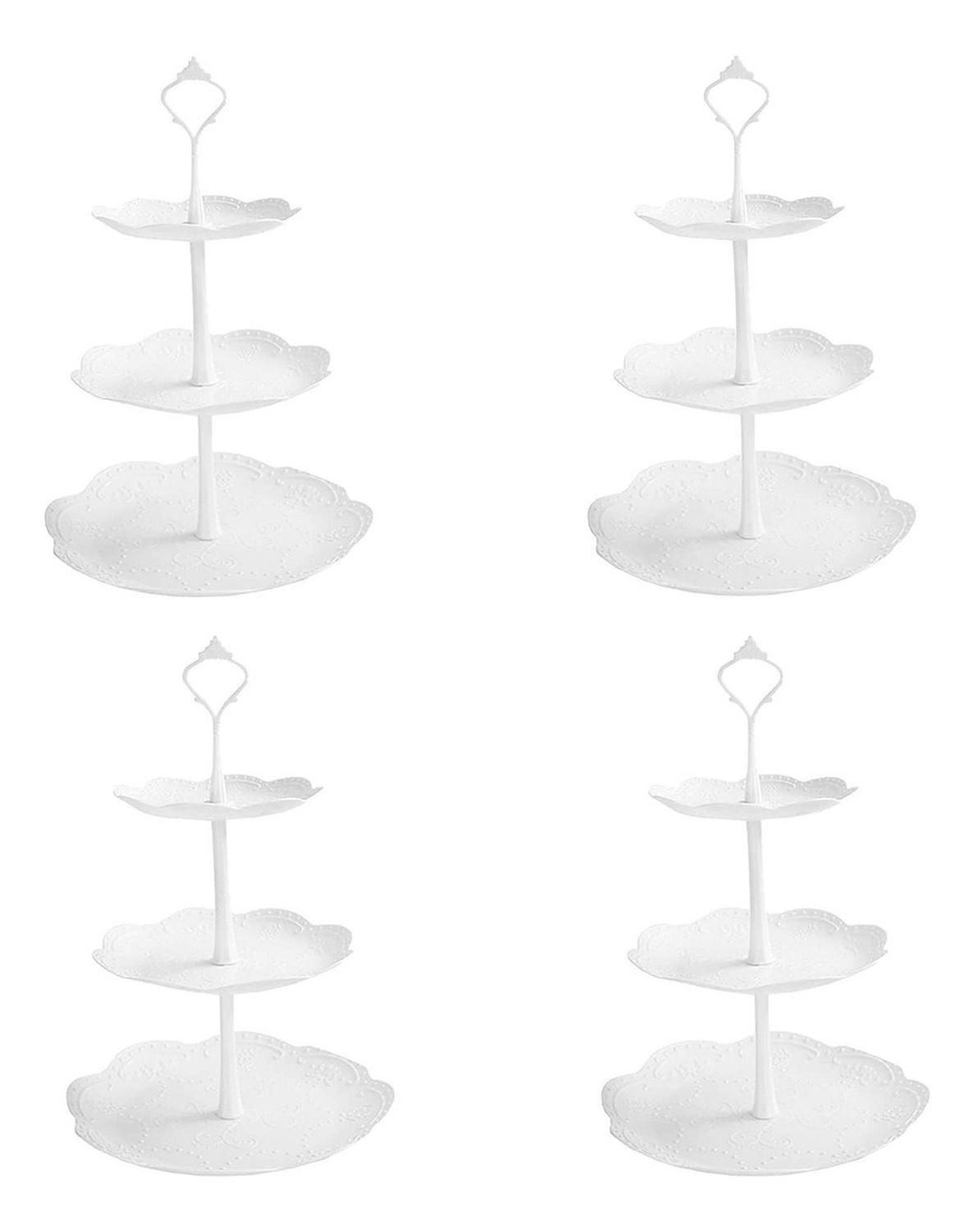 X4 Porta Cupcake Porta Torta Porta Cupcakes Torre Redondo Blanco-0
