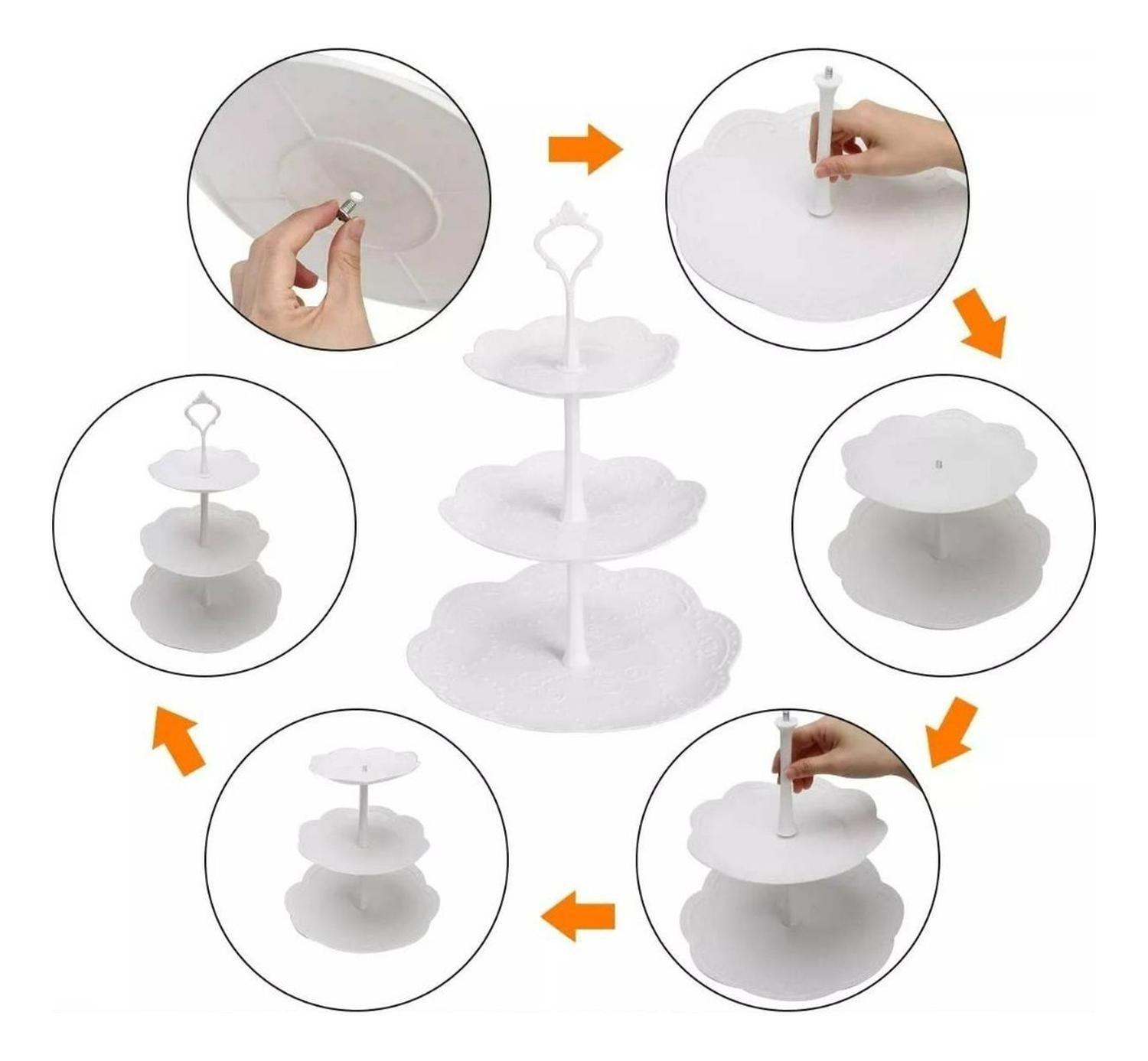 X4 Porta Cupcake Porta Torta Porta Cupcakes Torre Redondo Blanco-3