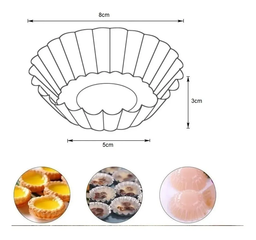 Pack X24 Molde Mini Tartaleta Moldes Reposteria Oscuras 8cm Gris Oscuro-2