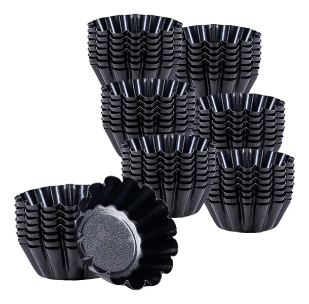 Pack X24 Molde Mini Tartaleta Moldes Reposteria Oscuras 8cm Gris Oscuro-3
