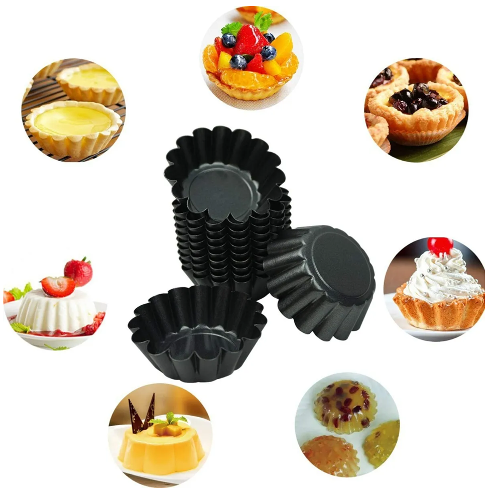 Pack X24 Molde Mini Tartaleta Moldes Reposteria Oscuras 8cm Gris Oscuro-4