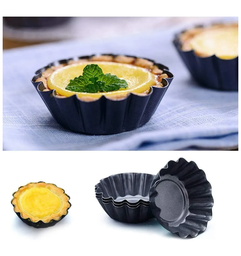 Pack X24 Molde Mini Tartaleta Moldes Reposteria Oscuras 8cm Gris Oscuro-5