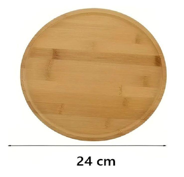 Bandeja Bambu Bandejas Para Servir Bandeja Redonda Mini 24cm-2